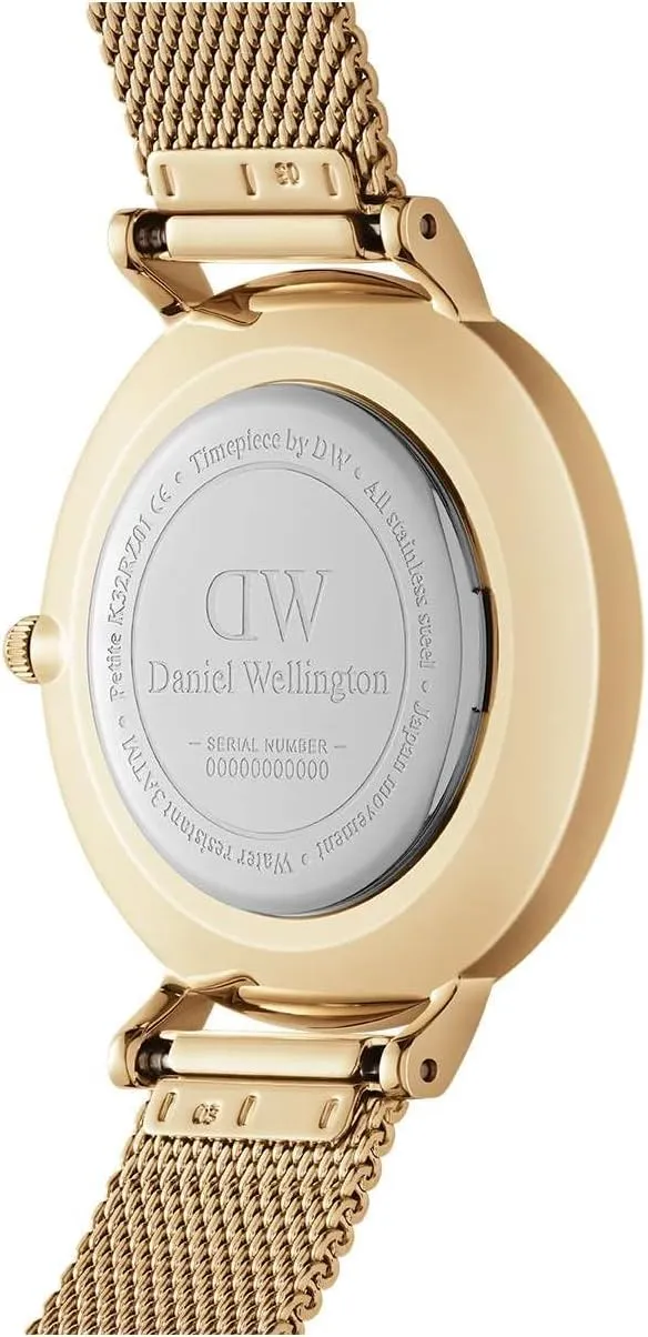 Daniel Wellington Petite Evergold Womens Watch  Japanese Quartz Movement, Stainless Steel Mesh Strap, Water Resistant, Gold Watch for Women