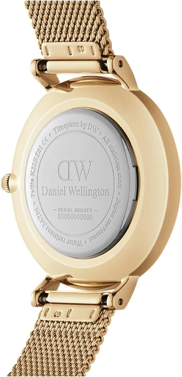 Daniel Wellington Petite Evergold Womens Watch  Japanese Quartz Movement, Stainless Steel Mesh Strap, Water Resistant, Gold Watch for Women