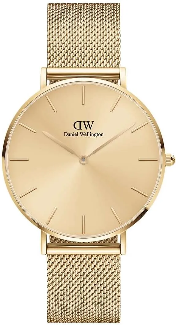 Daniel Wellington Petite Evergold Womens Watch  Japanese Quartz Movement, Stainless Steel Mesh Strap, Water Resistant, Gold Watch for Women