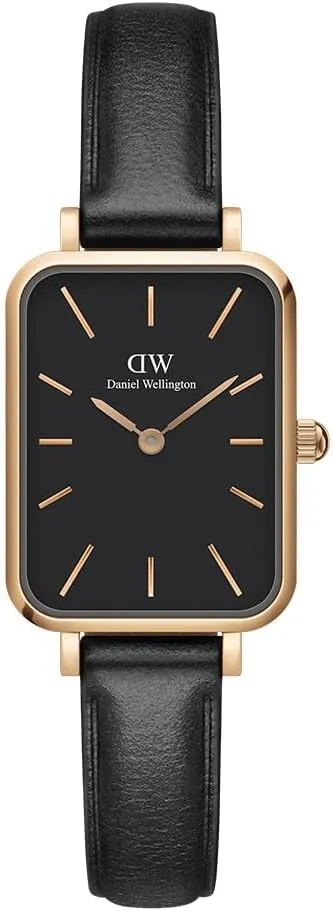 Daniel Wellington Quadro Pressed Sheffield 20x26mm Women's Watch, Leather Rose Gold Watch for Women