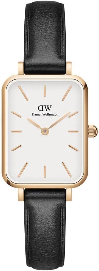 Daniel Wellington Quadro Pressed Womens Watch  20x26mm Square Case, Japanese Quartz Movement, Leather Strap, Water Resistant, Rose Gold Watch for Women - Sheffield