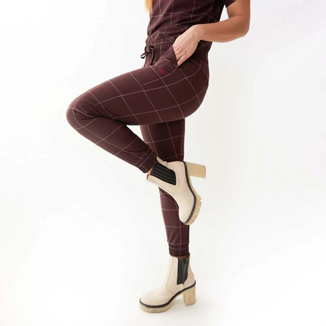 Destination Joggers, Maroon Windowpane