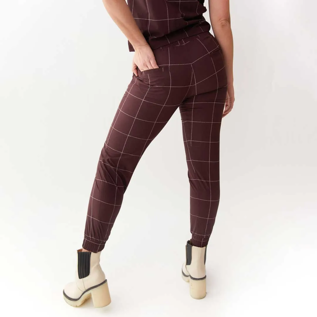 Destination Joggers, Maroon Windowpane
