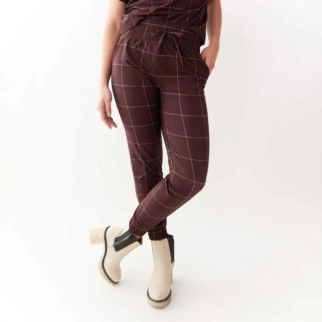Destination Joggers, Maroon Windowpane