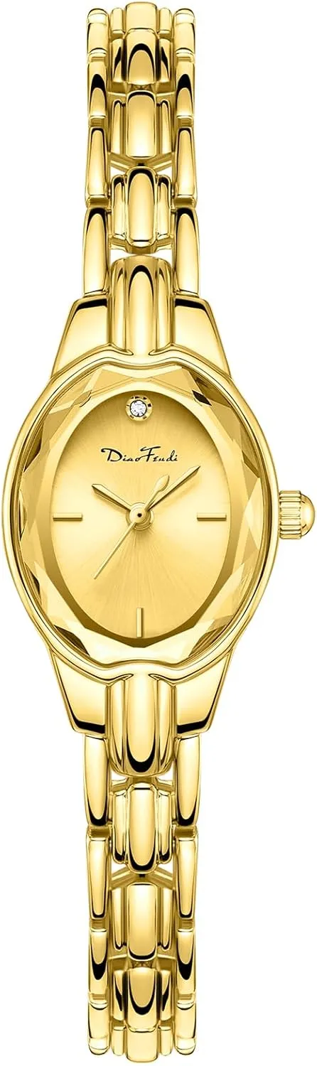 Diaofendi Gold Watches for Women Easy Read Ladies Quartz Wrist Watches with Small Vintage Bracelet