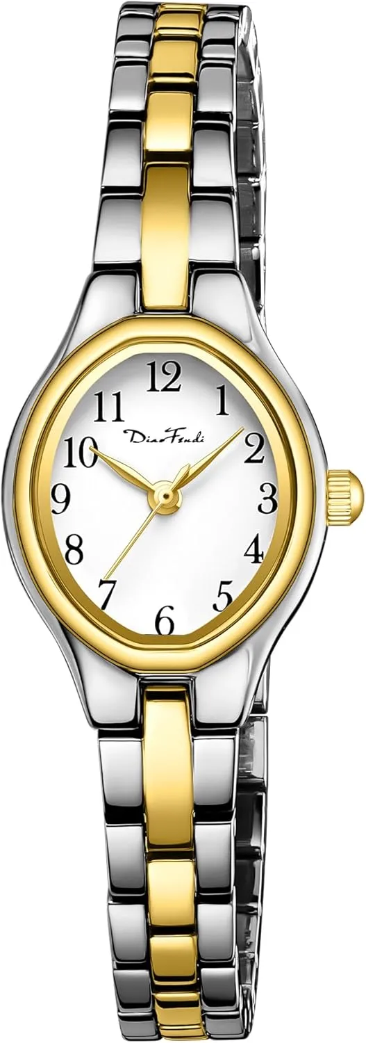 Diaofendi Small Gold Bracelet Watches Vintage Ladies Quartz Wrist Watches Stainless Steel Band,Waterproof.
