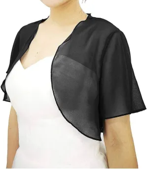 DINGZANCAMO Short Sleeves Jacket Chiffon Bolero Formal Capes Wraps for Evening Dress