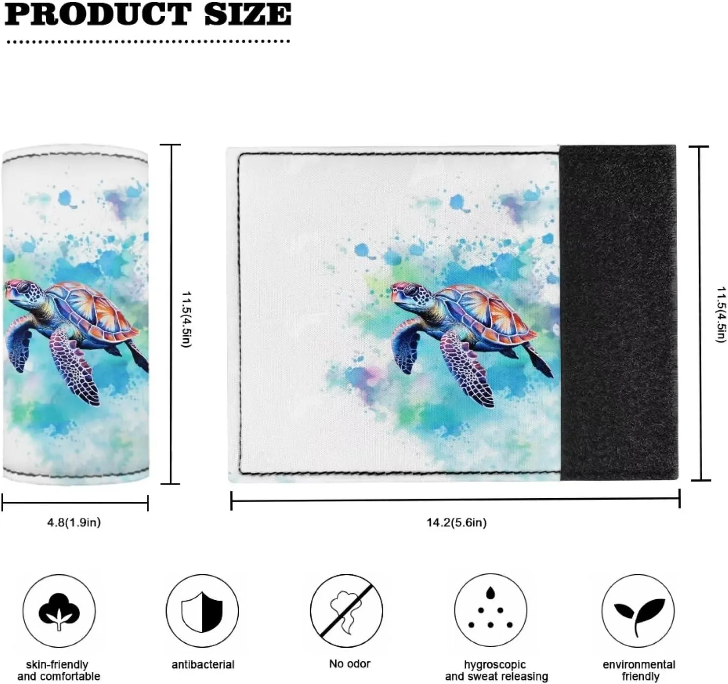 DISNIMO Boho Sea Turtle Luggage Handle Covers for Suitcase,Neoprene Luggage Handle Wrap Handle Grip Luggage Identifier for Travel Bag Luggage Suitcase Set 2 Pcs