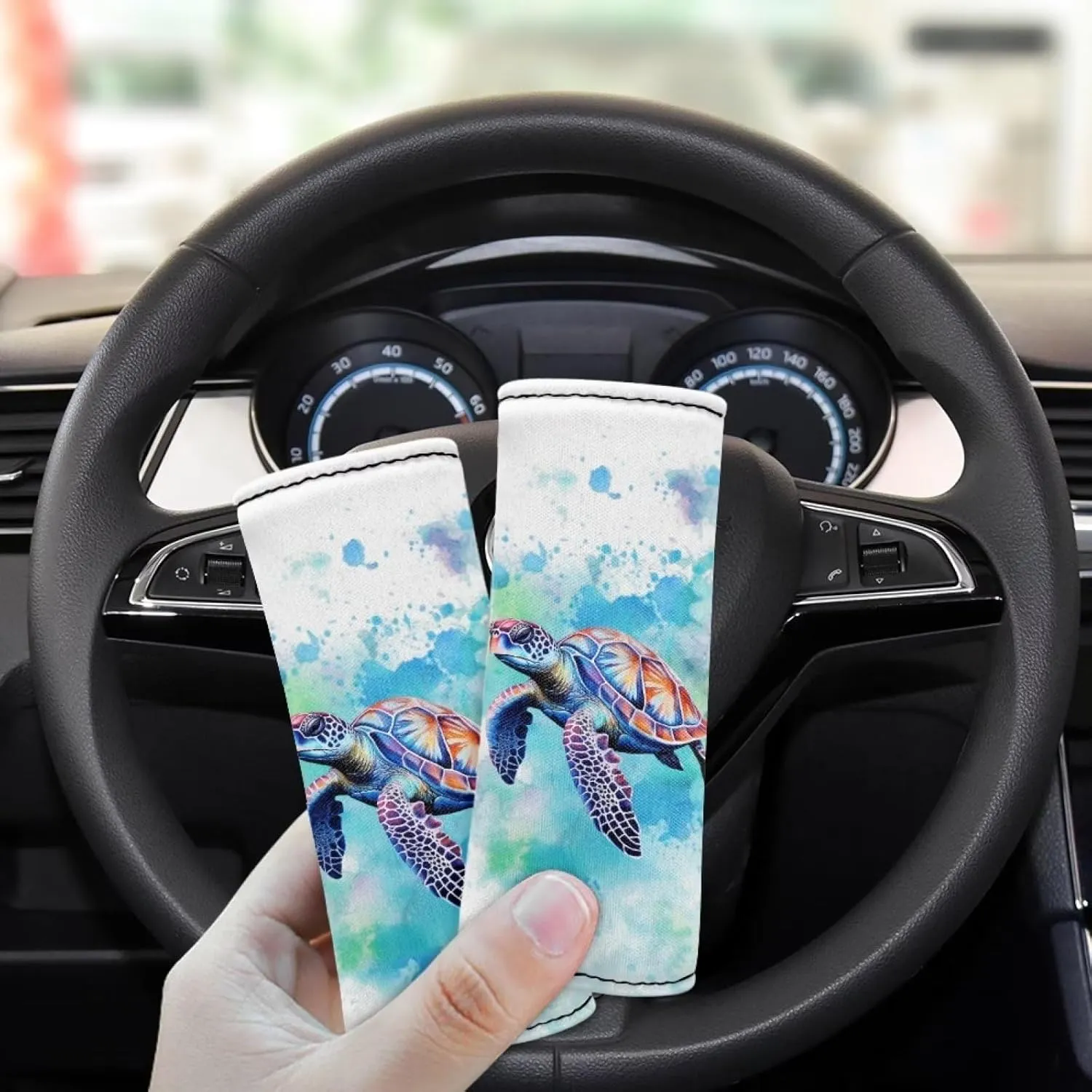 DISNIMO Boho Sea Turtle Luggage Handle Covers for Suitcase,Neoprene Luggage Handle Wrap Handle Grip Luggage Identifier for Travel Bag Luggage Suitcase Set 2 Pcs