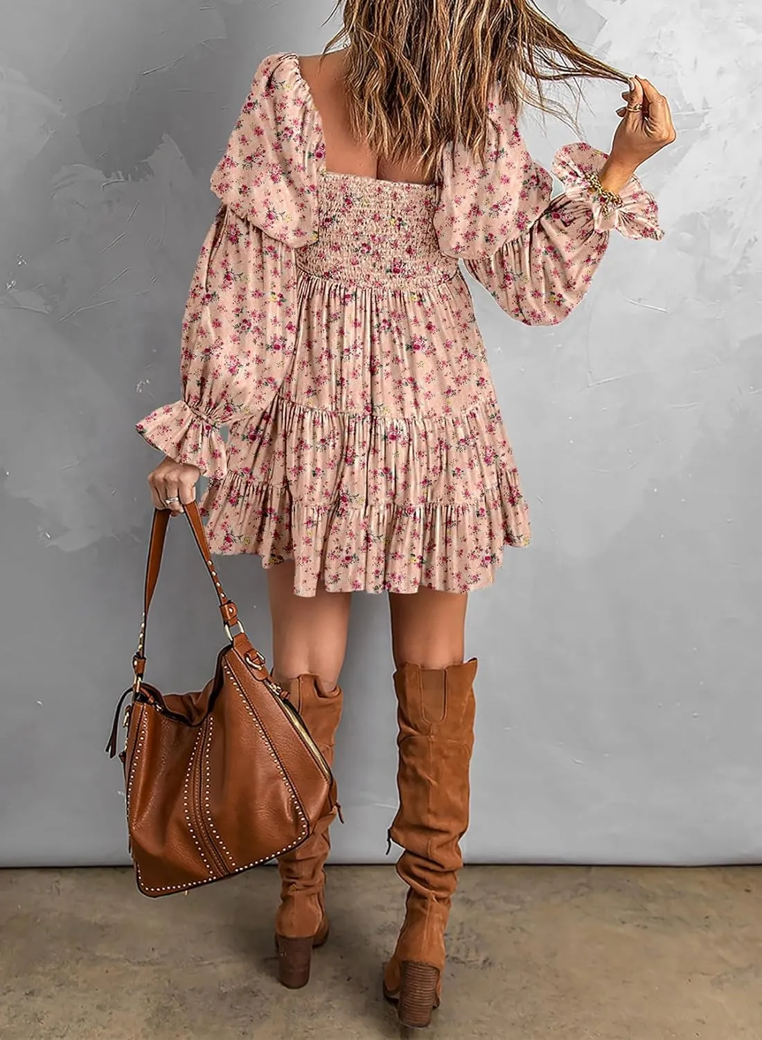 Dokotoo Womens 2025 Spring Summer Dresses Elegant Off The Shoulder V Neck Long Sleeve Ruffle Flowy Mini Short Skater Dresses