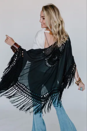 Dreamy Macramé Kimono - Black