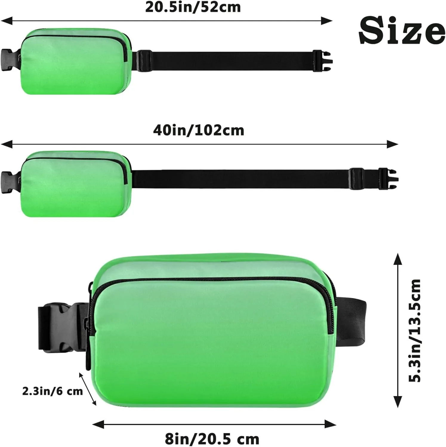 Elegant Blue Lime Gradient Fanny Packs for Women Waterproof Belt Bags Hip Pack Cute Travel Waist Bag