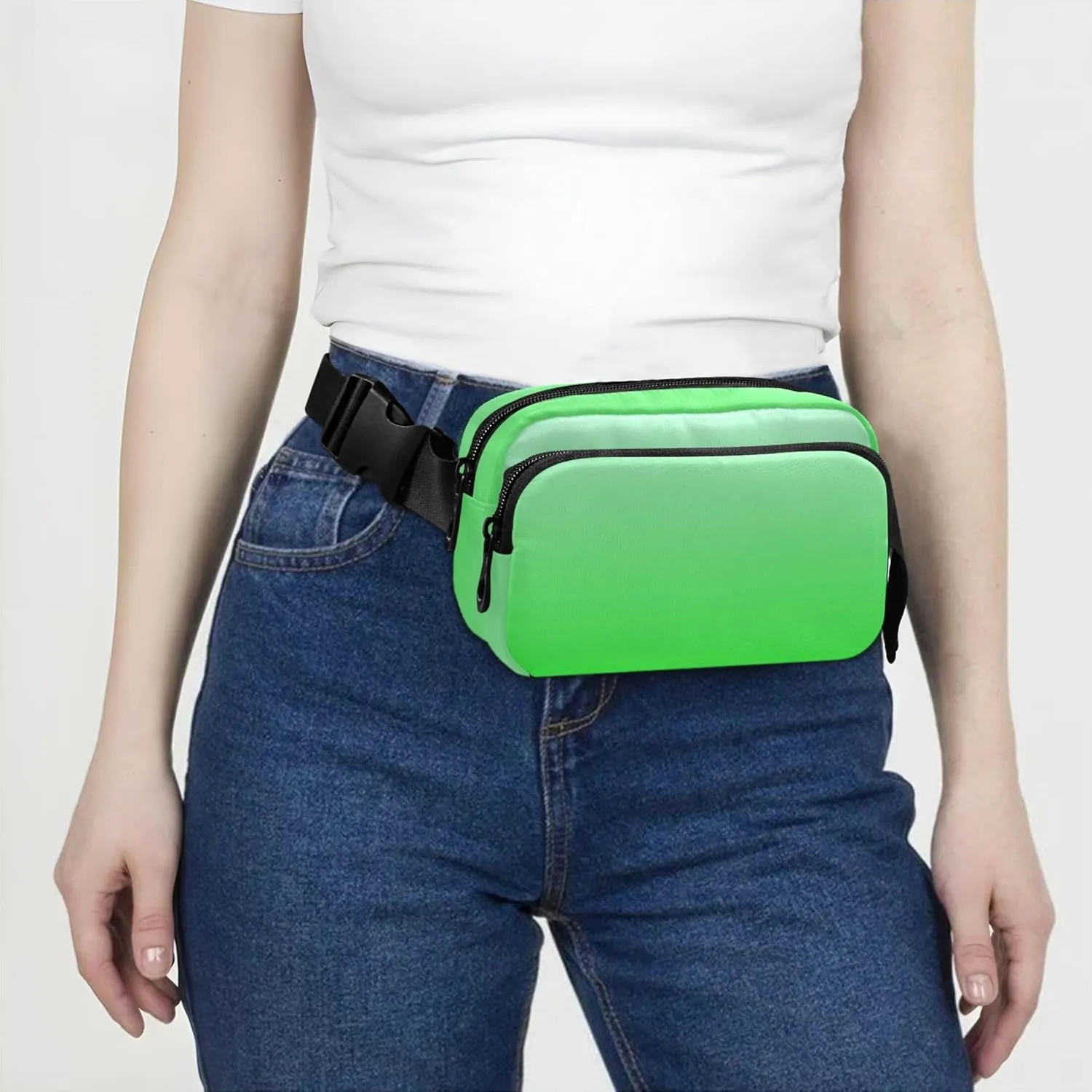 Elegant Blue Lime Gradient Fanny Packs for Women Waterproof Belt Bags Hip Pack Cute Travel Waist Bag