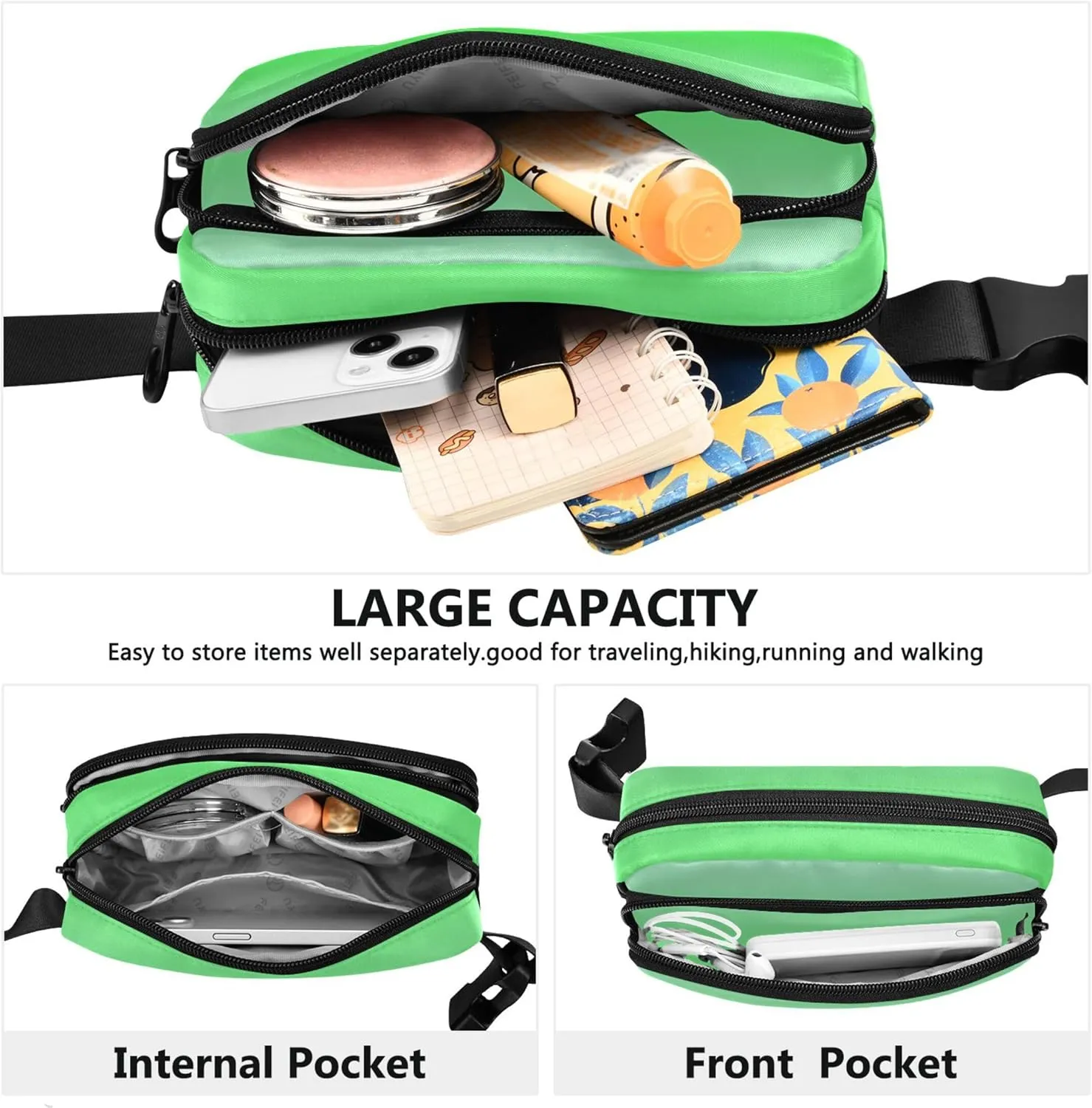 Elegant Blue Lime Gradient Fanny Packs for Women Waterproof Belt Bags Hip Pack Cute Travel Waist Bag