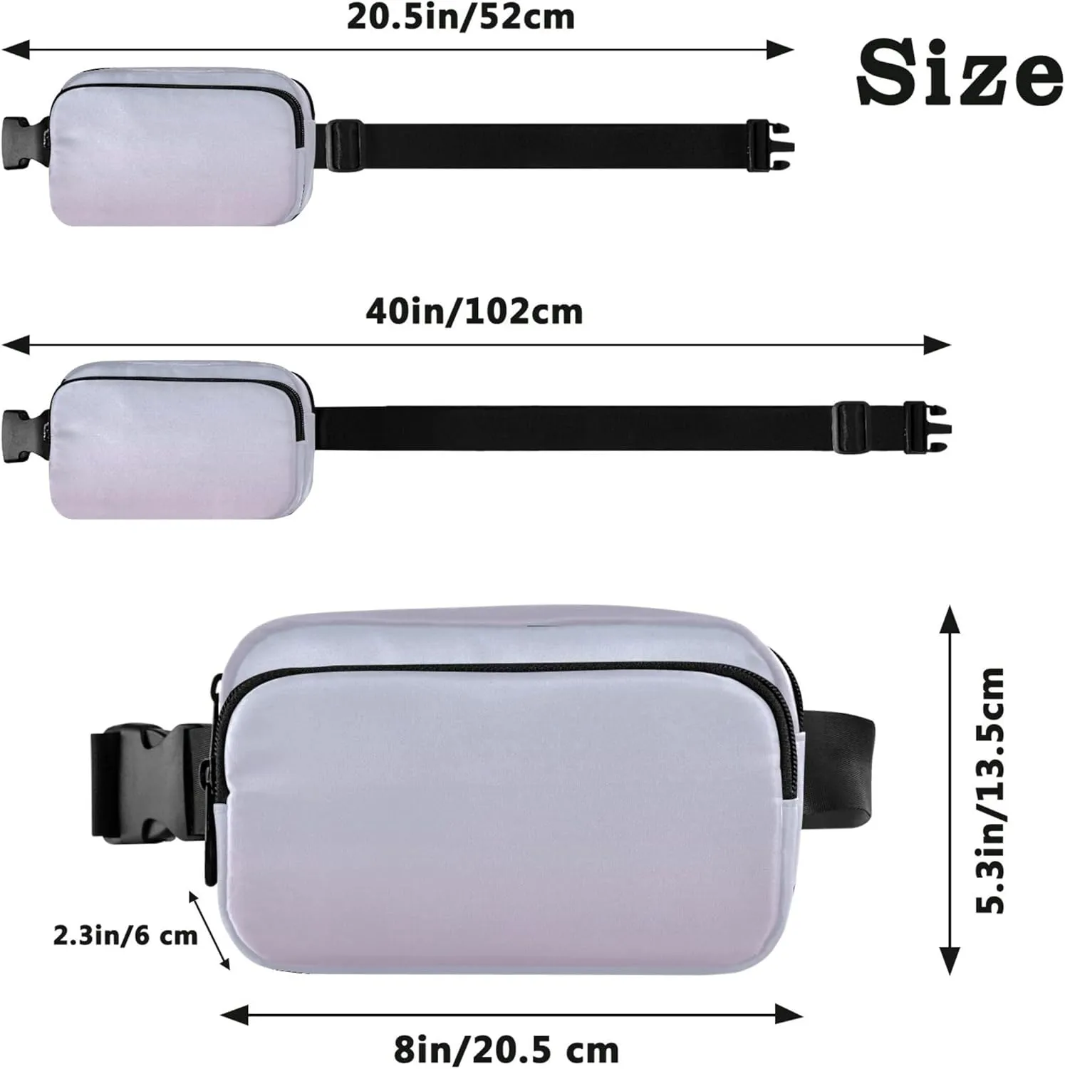 Elegant Blue Thistle Gradient Waterproof Fanny Packs Women Large Hip Belt Bag Trendy Cross Body Waist Purse