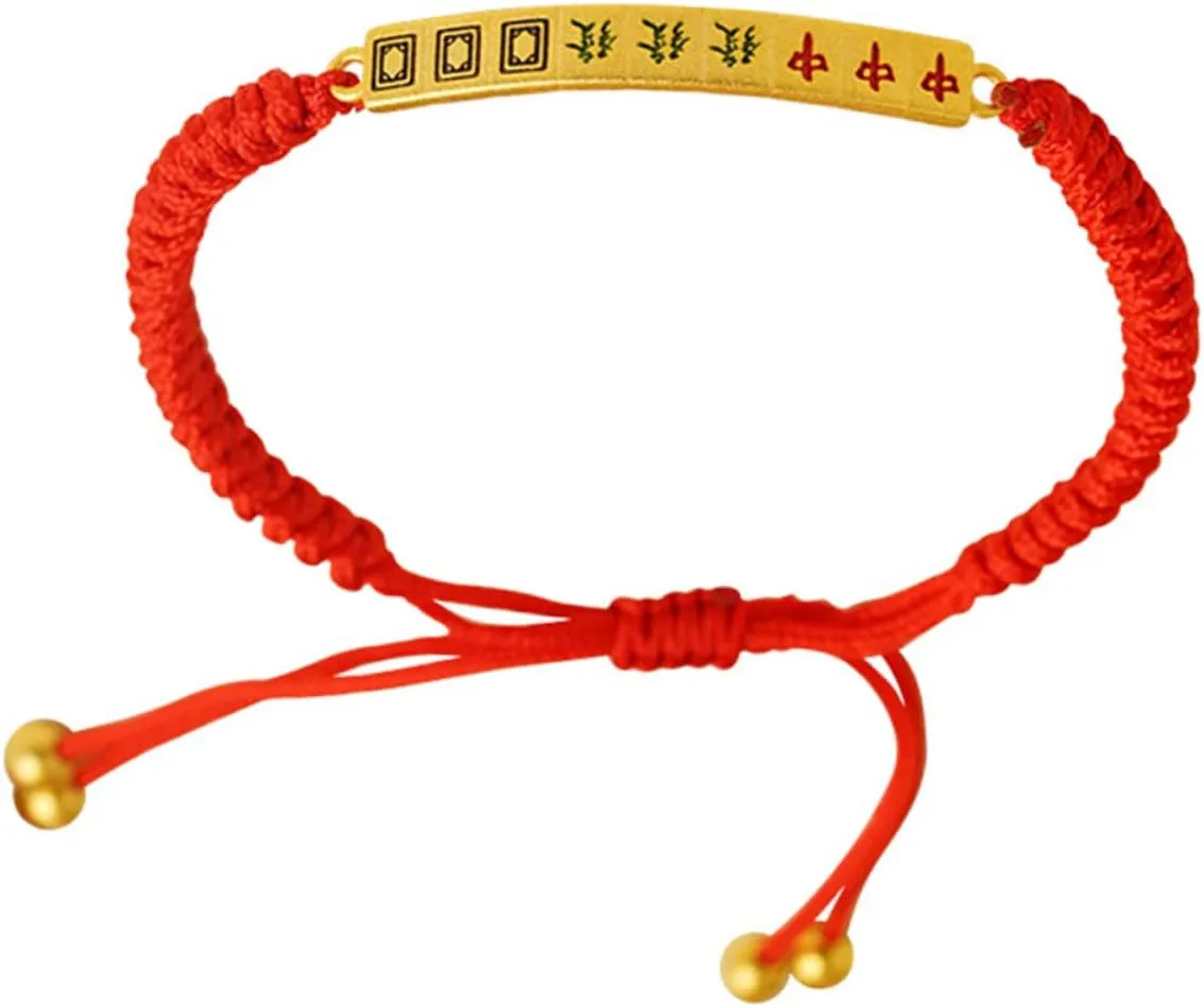 Elegant Braided Rope Charm Bracelet Mahjong Decor for Couples Families