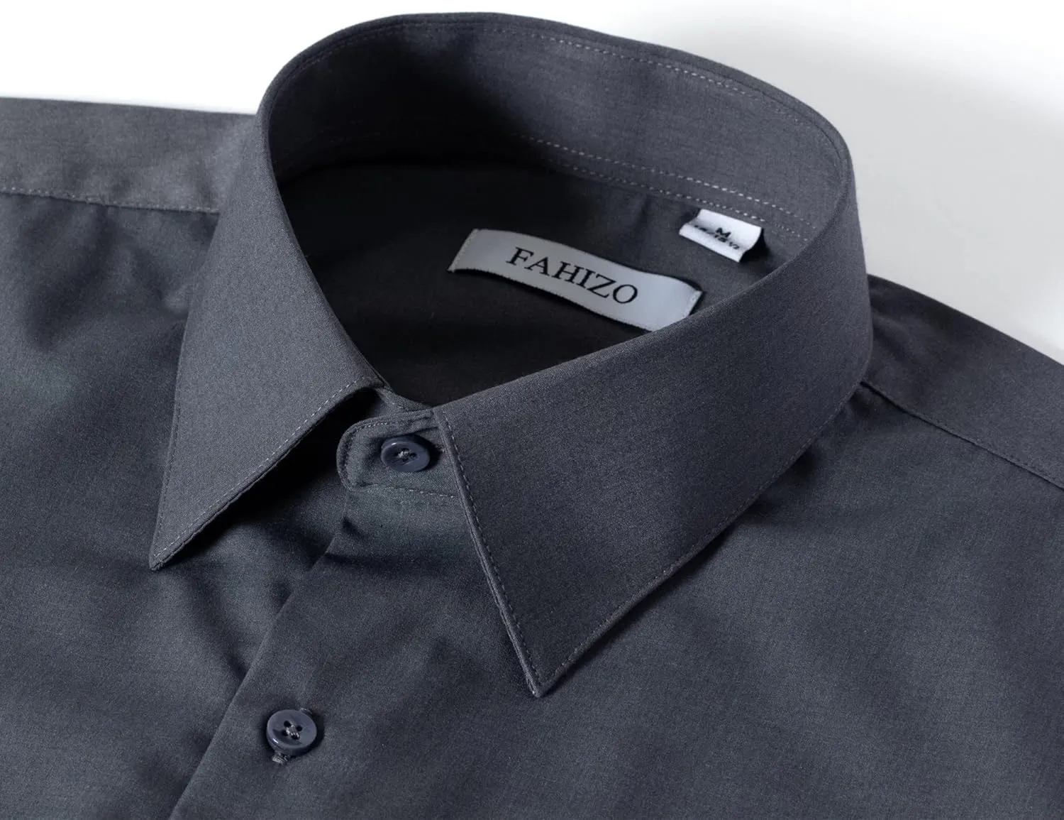 FAHIZO Men's Dress Shirt Casual Regular Fit Stretch Soild Long Sleeve Button Up Shirts