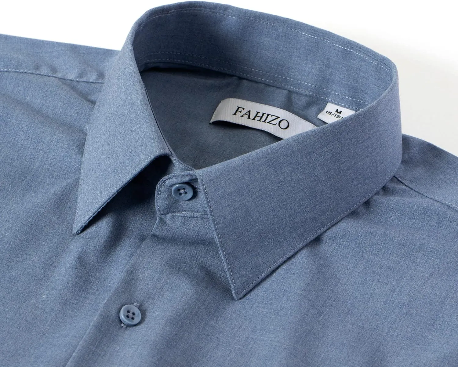 FAHIZO Men's Dress Shirt Casual Regular Fit Stretch Soild Long Sleeve Button Up Shirts