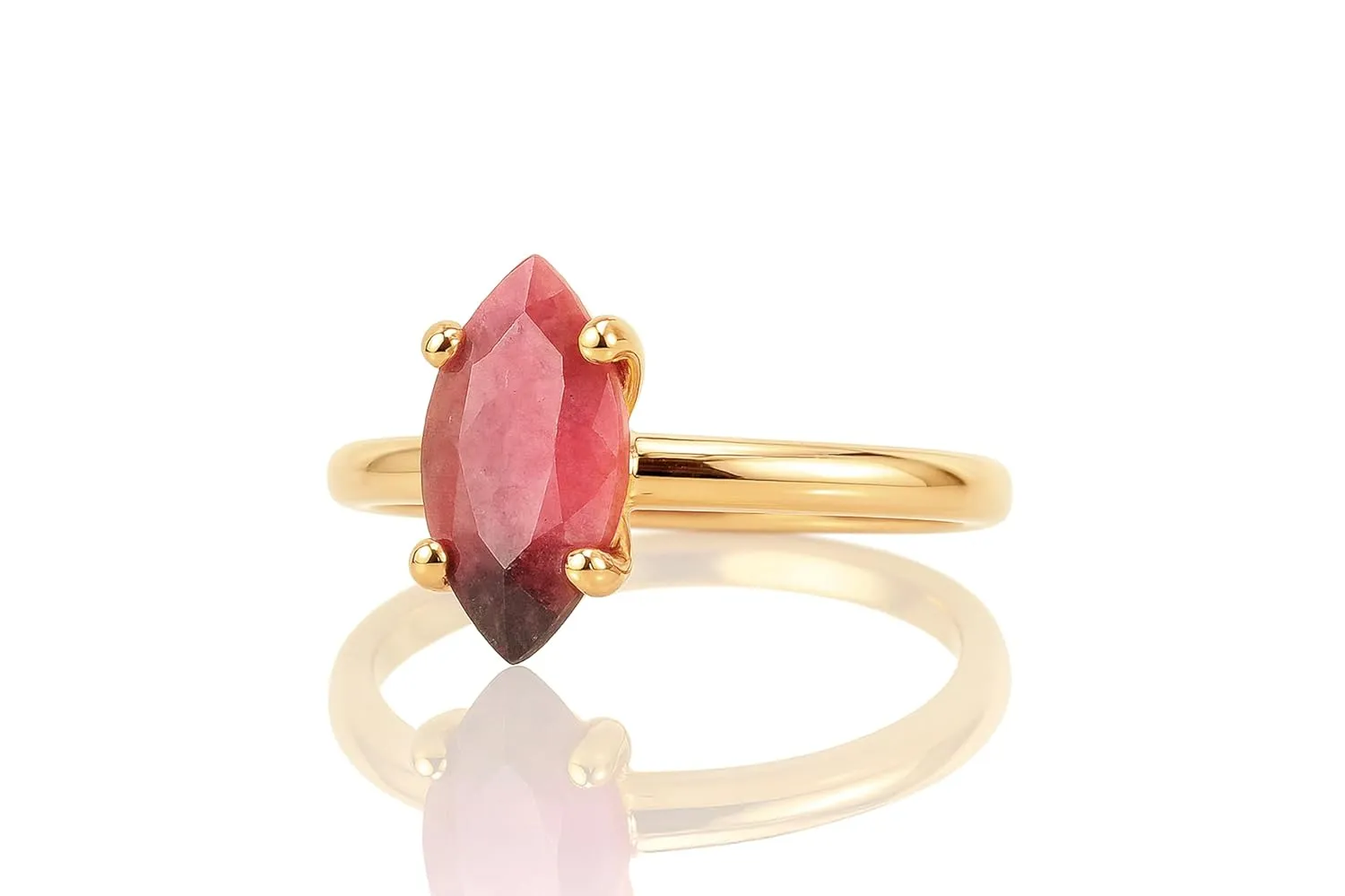 Feminine Rhodonite Ring - Dainty Rose Gold Gemstone Jewelry - Customizable Engagement, Wedding, Anniversary Rings for Women - Handmade with Adjustable Size and Material