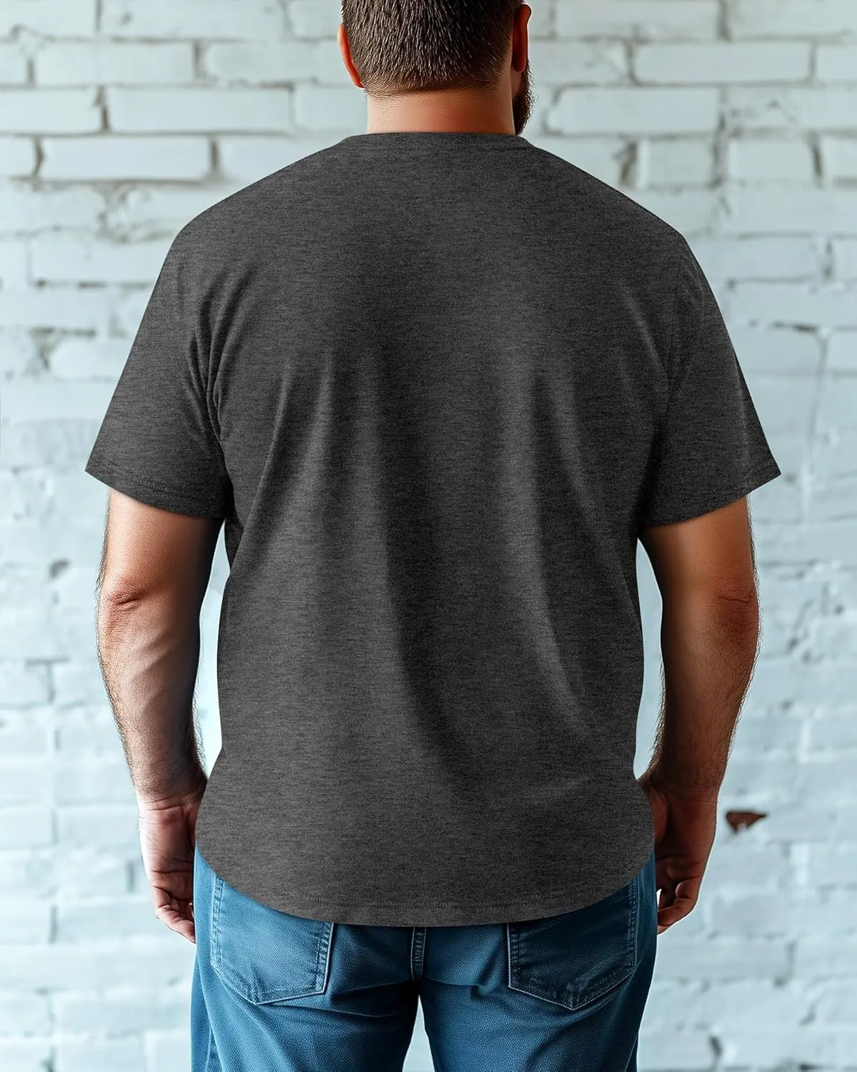 Ficerd 3 Pack Men's V Neck T Shirts Short Sleeve Plus Size Tee Loose Casual Top Cotton Basic Oversized Shirts with Pocket