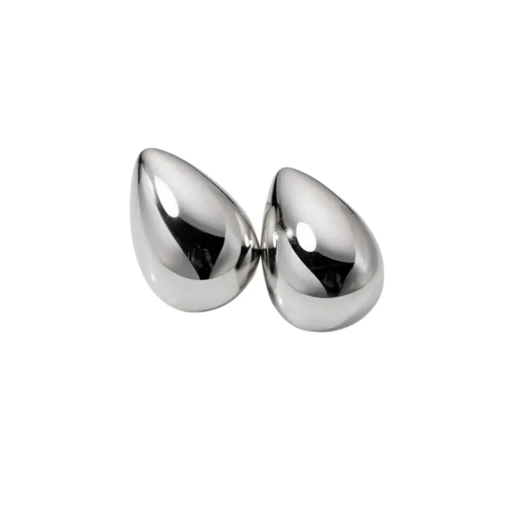 Fine Minimalist Jewelry: 925 Sterling Silver Simple Geometric Water Drop Gold-Plated Stud Earrings for Women (gold)