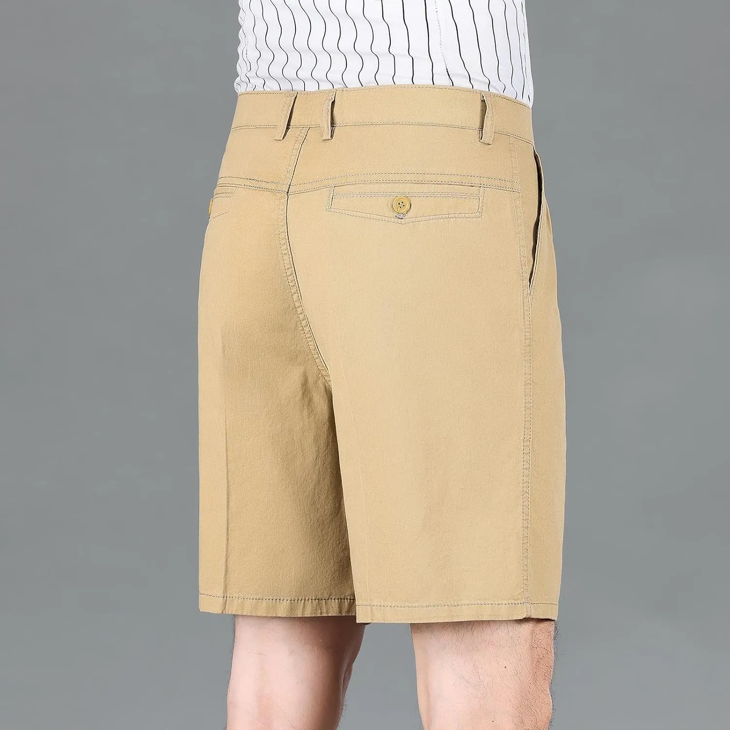 Finelylove Mens Dress Shorts Summer Pleated Front Cotton Twill Chino Golf Shorts Business Casual Work Shorts with Pockets