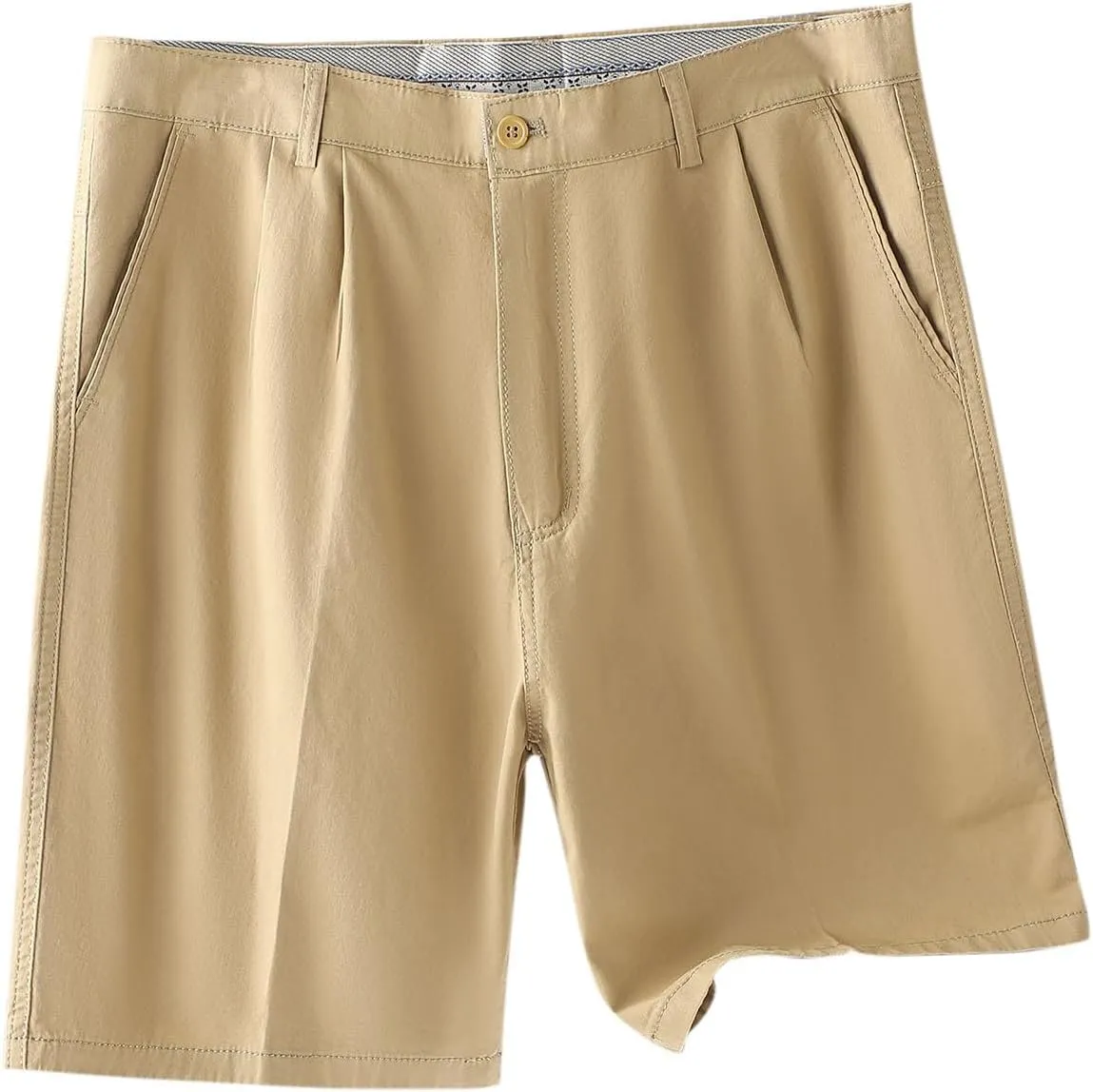 Finelylove Mens Dress Shorts Summer Pleated Front Cotton Twill Chino Golf Shorts Business Casual Work Shorts with Pockets