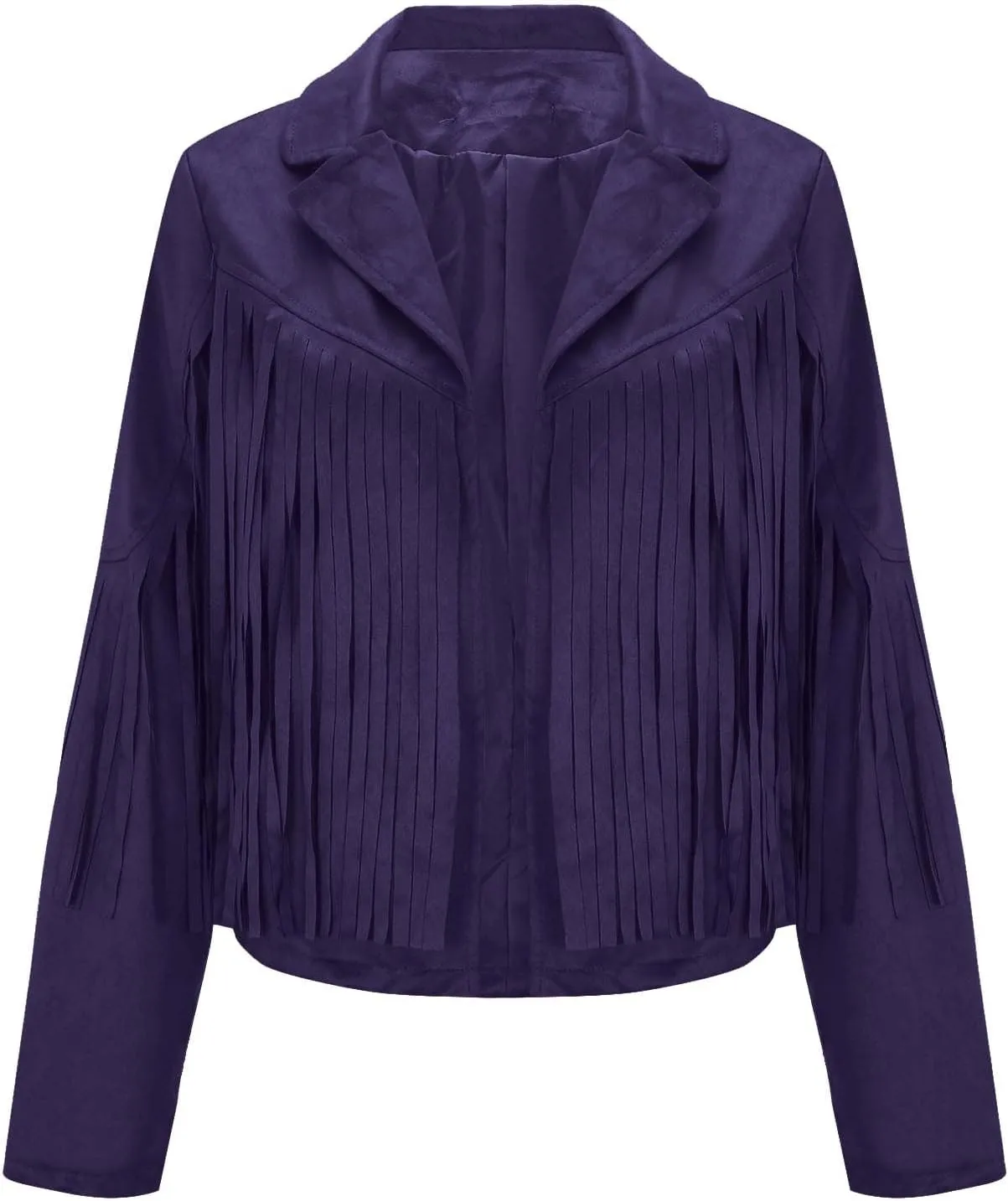 Firzero Tassels Coat Women Faux Suede Jacket Long Sleeve Fringe Jackets Motorcycle Moto Biker Short Open Front Cardigan 2024