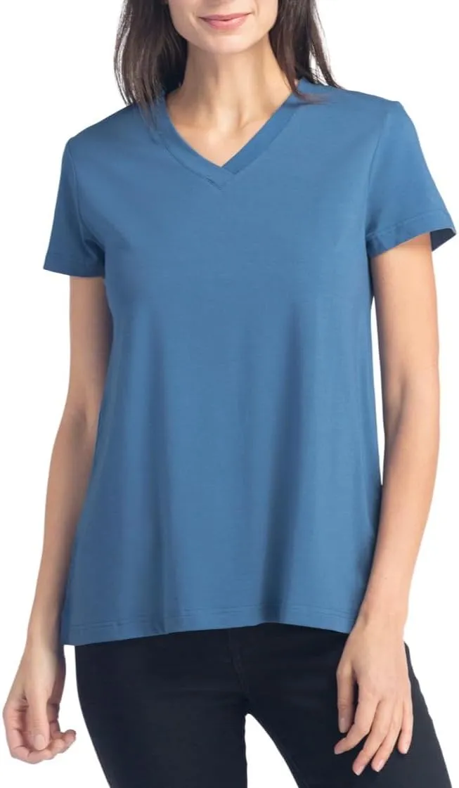 Fishers Finery Women's Ecofabric Short Sleeve V-Neck Tee; Relaxed Fit