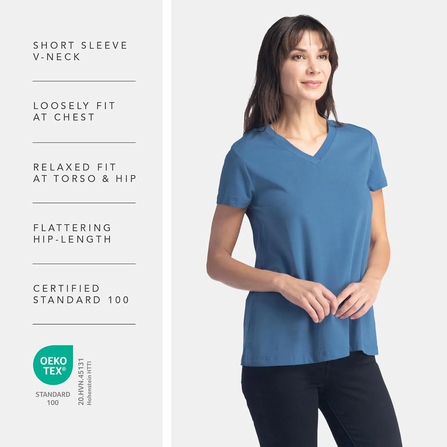 Fishers Finery Women's Ecofabric Short Sleeve V-Neck Tee; Relaxed Fit