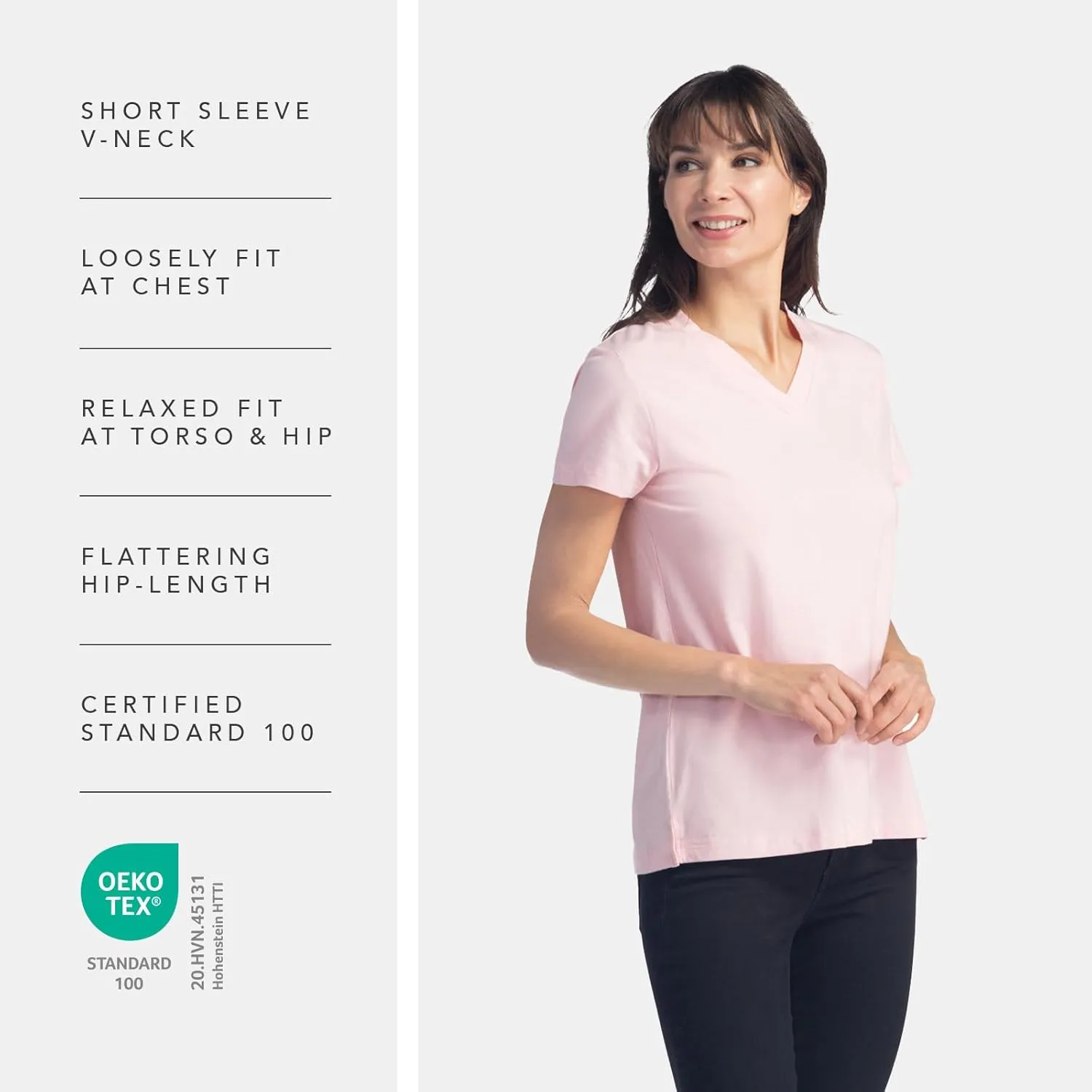 Fishers Finery Women's Ecofabric Short Sleeve V-Neck Tee; Relaxed Fit