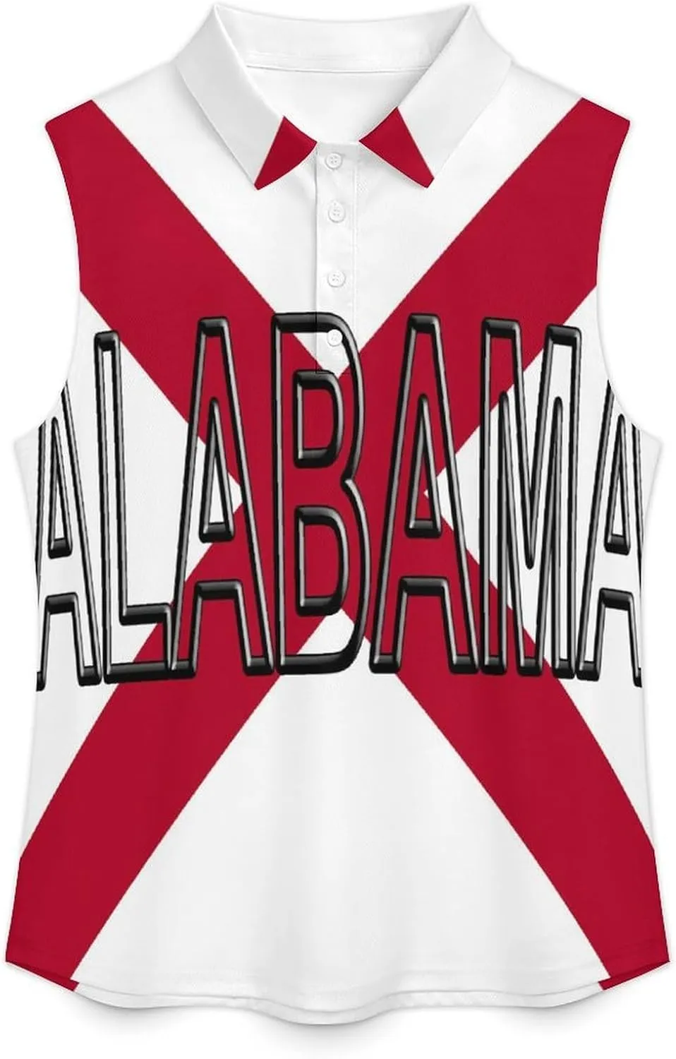 Flag of Alabama State Women's Sleeveless Golf Polo Shirts Athletic Tank Tops