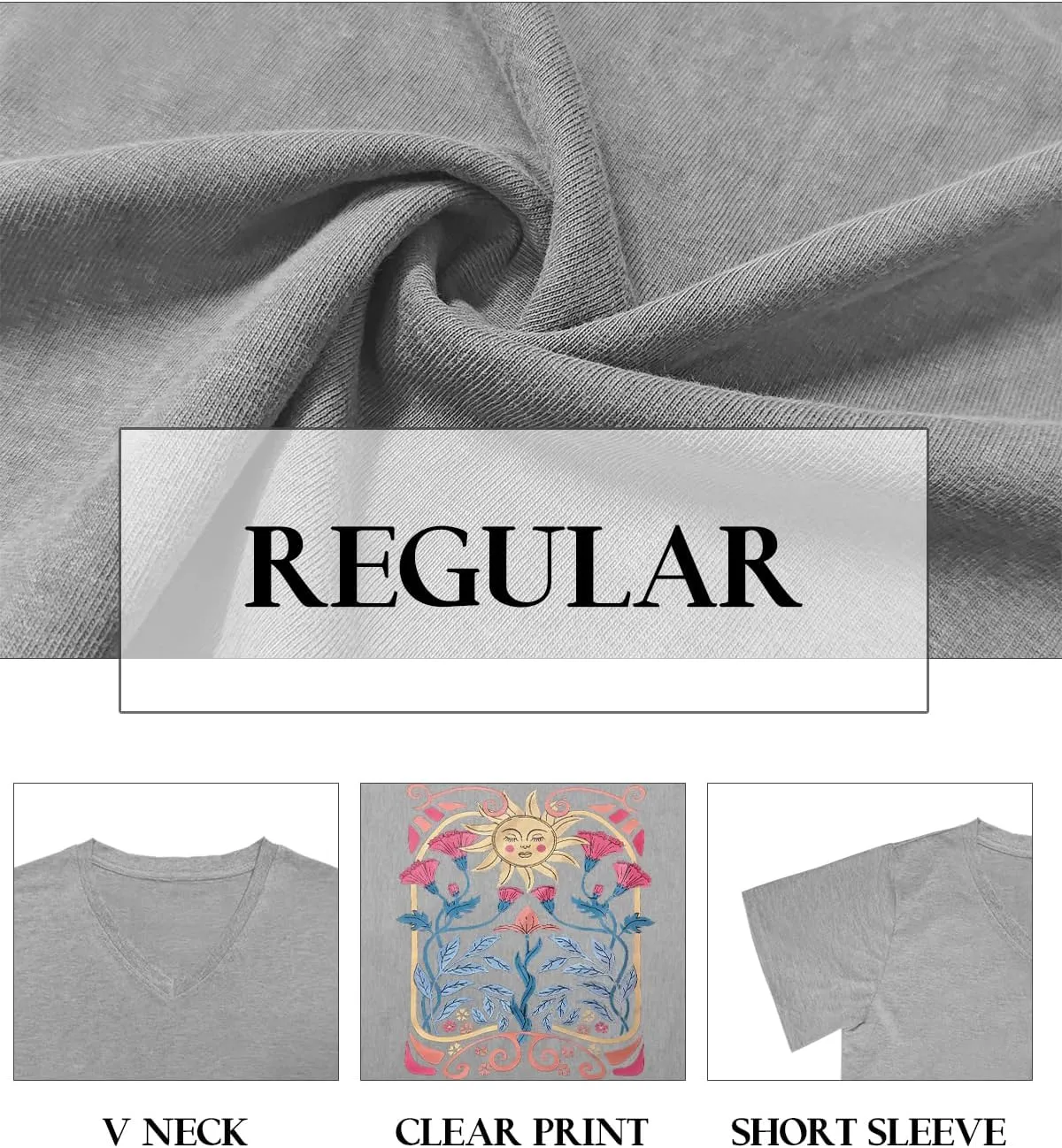 Flower Kindly Shirt for Women Funny Wildflower Plant T-Shirt Bohemian Summer Vacation V Neck Tops