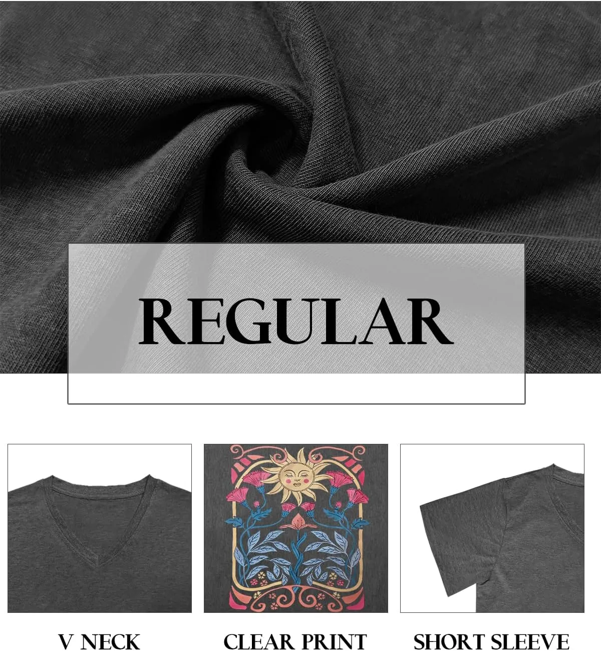 Flower Kindly Shirt for Women Funny Wildflower Plant T-Shirt Bohemian Summer Vacation V Neck Tops