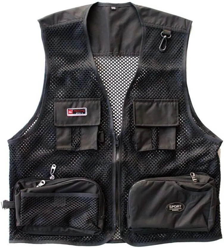 Foldable Outdoor Fishing Camping Travel Mesh Vest, Multi-Pockets Photography Lightweight Vests