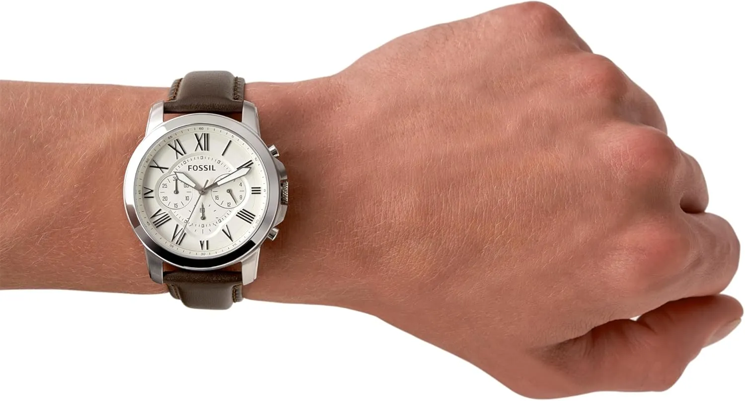 Fossil Men's Grant Quartz Stainless Steel and Leather Chronograph Watch