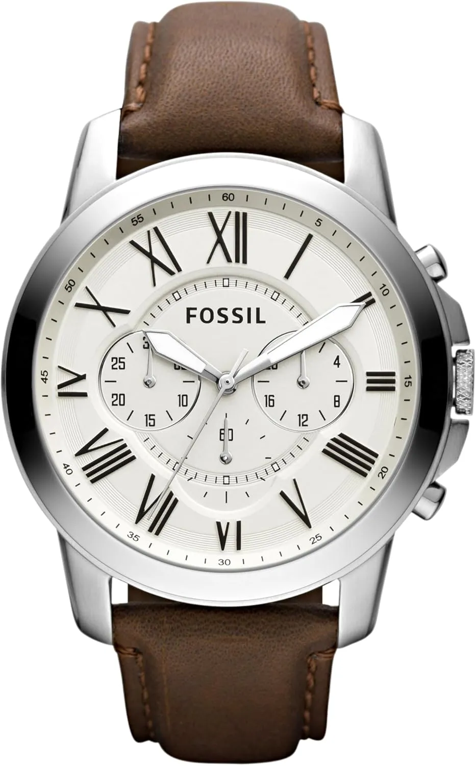 Fossil Men's Grant Quartz Stainless Steel and Leather Chronograph Watch