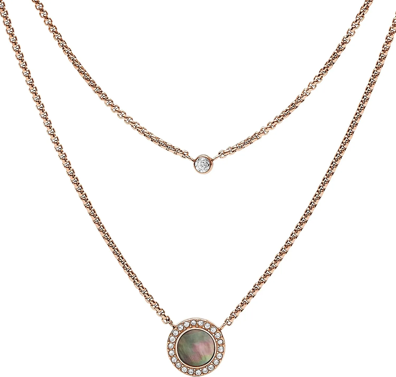 Fossil Women's Rose Gold-Tone Stainless Steel Pendant Chain Necklace for Women