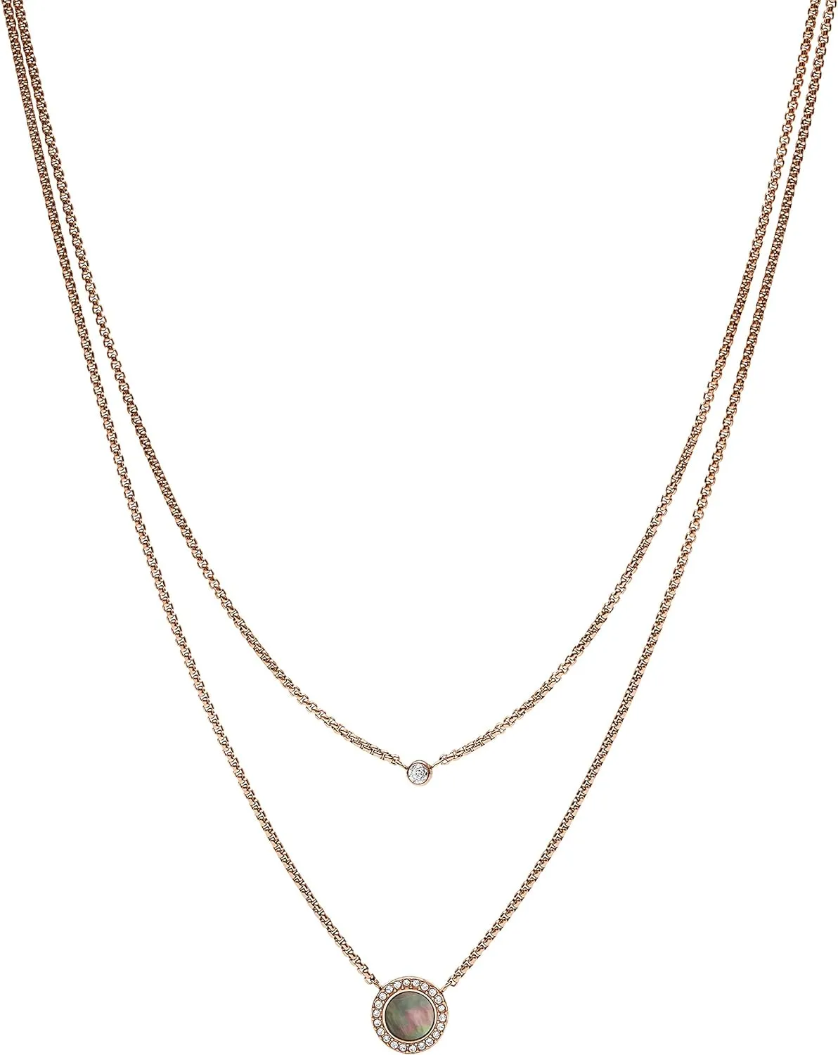Fossil Women's Rose Gold-Tone Stainless Steel Pendant Chain Necklace for Women
