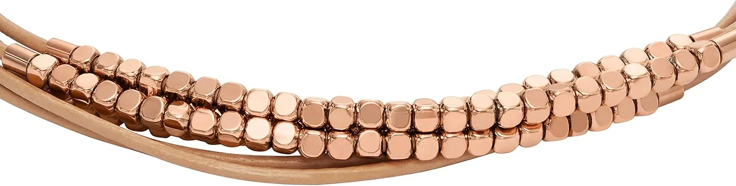 Fossil Women's Stainless Steel and Genuine Leather Bracelet for Women