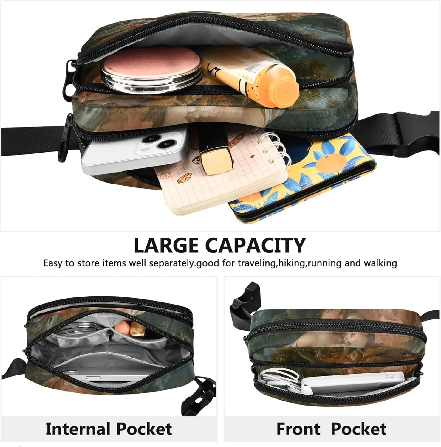 Francois Boucher Prints Nude Fanny Pack for Women Waterproof Everywhere Belt Bag Cute Travel Waist Pouch