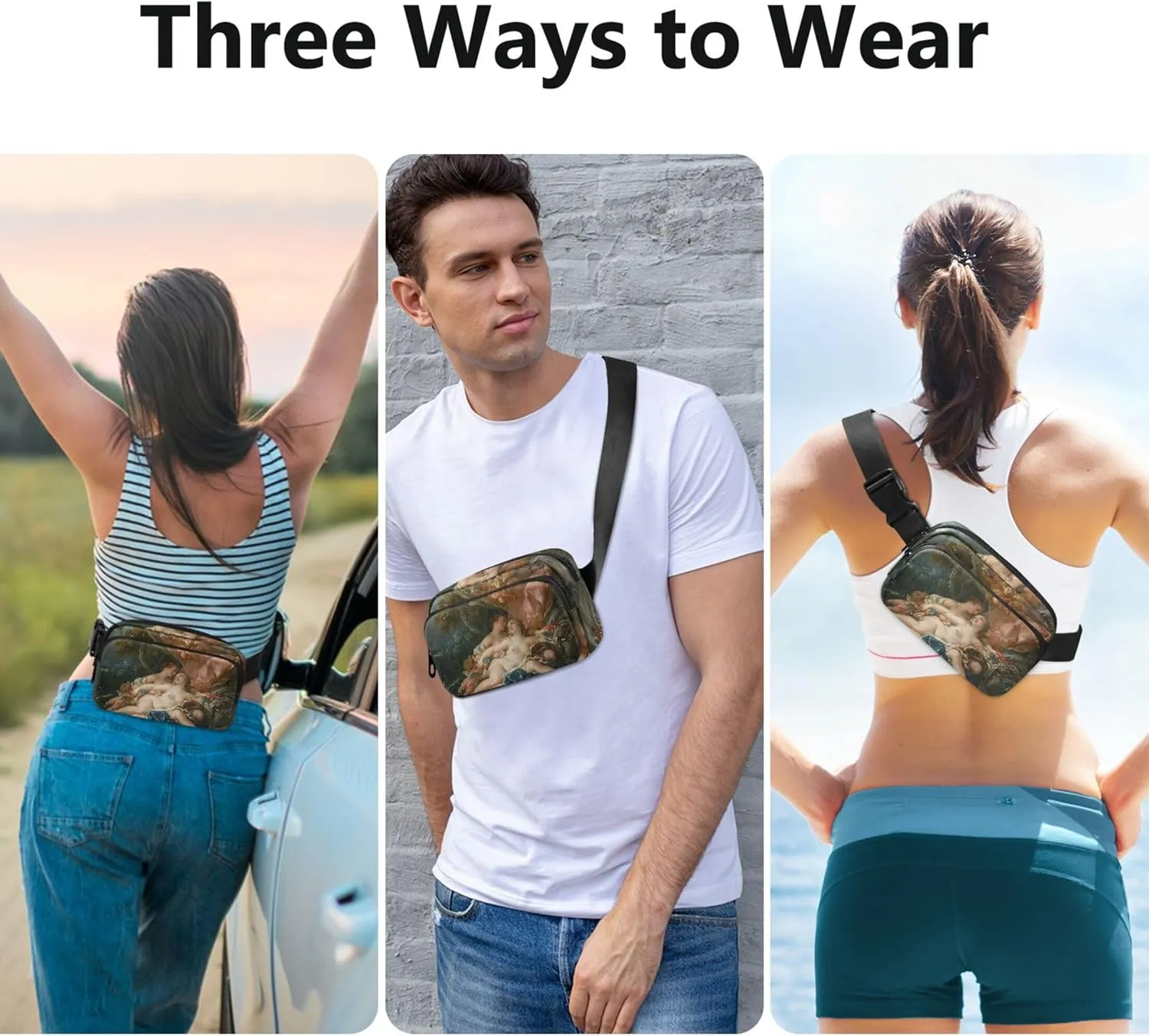 Francois Boucher Prints Nude Fanny Pack for Women Waterproof Everywhere Belt Bag Cute Travel Waist Pouch