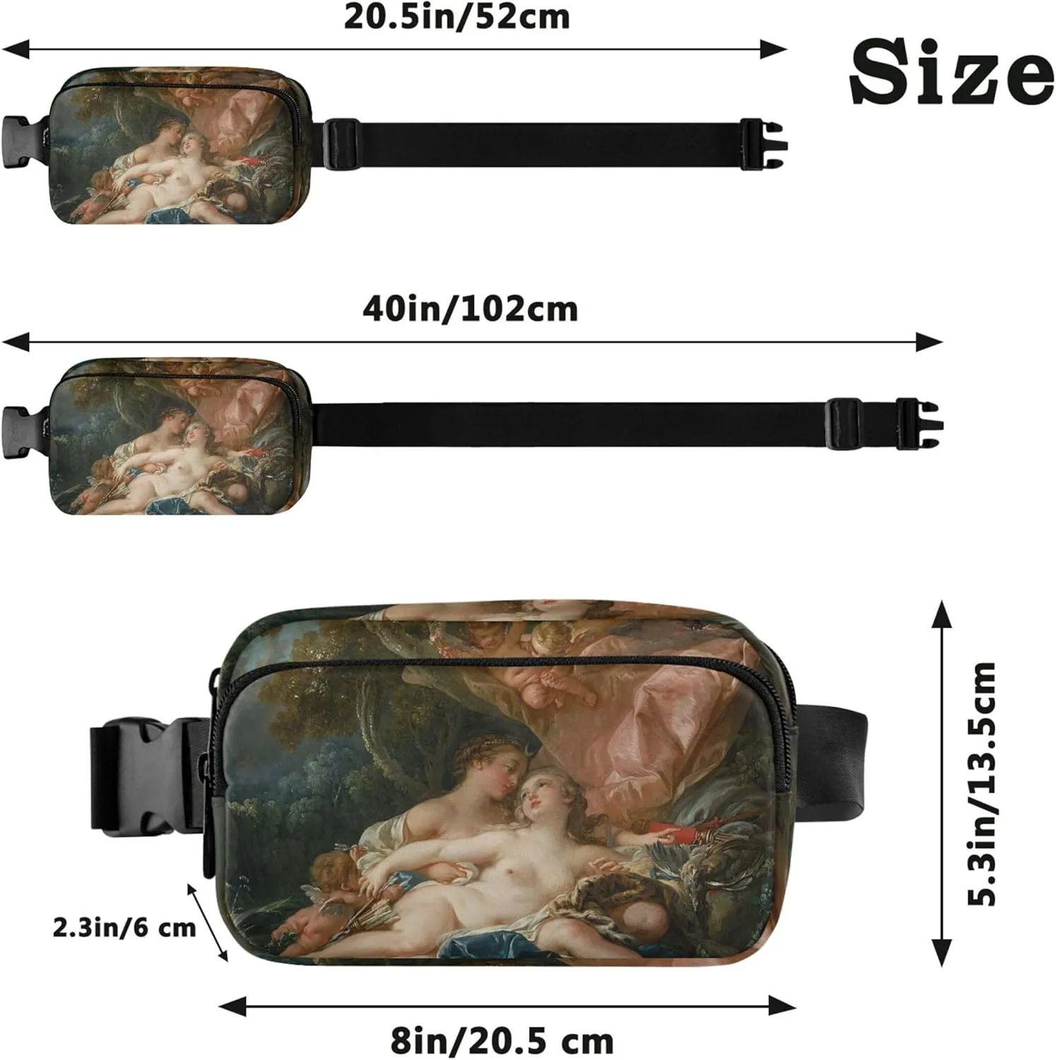 Francois Boucher Prints Nude Fanny Pack for Women Waterproof Everywhere Belt Bag Cute Travel Waist Pouch