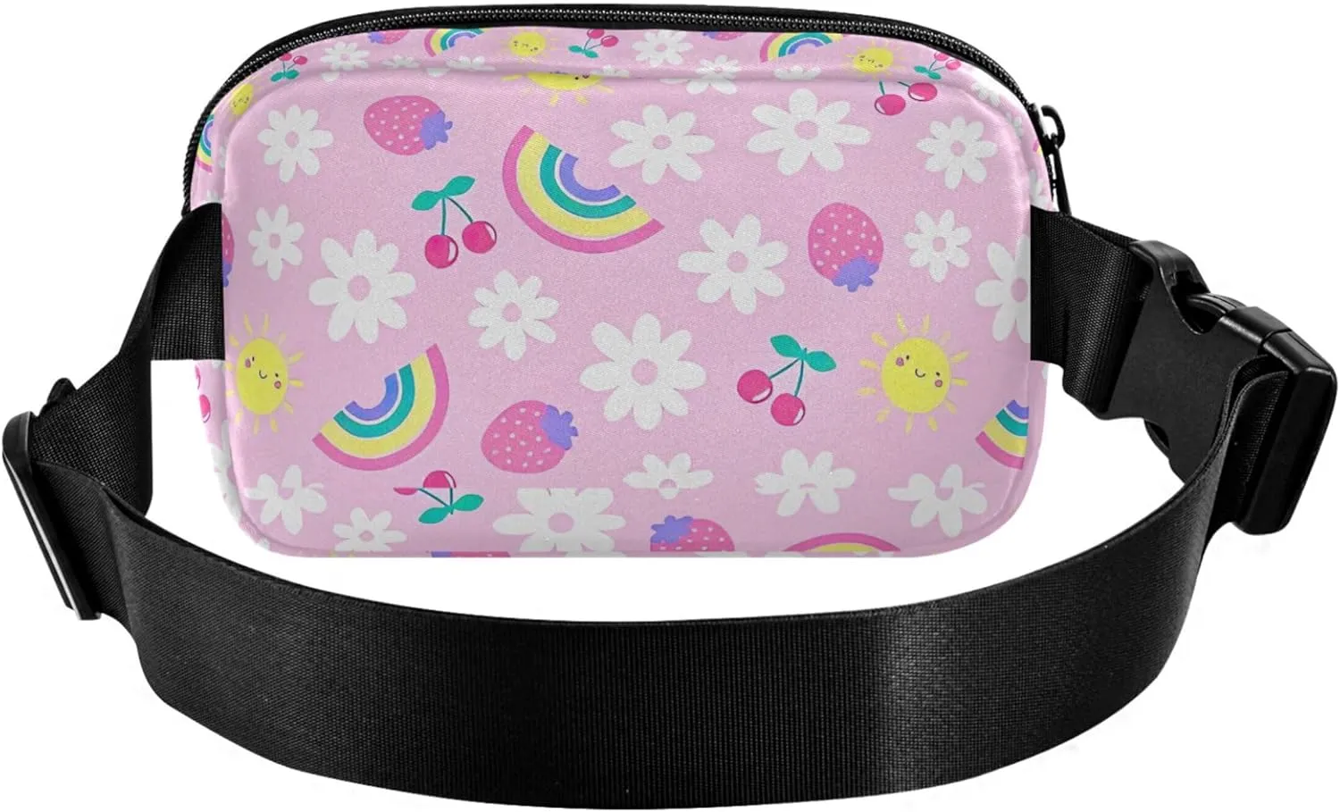 Fruit Daisy Flower Rainbow Pink Fanny Packs Women Hip Bag Belt Pouch Waterproof Bright Color Waist Pouches for Men
