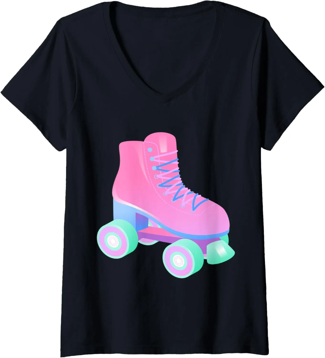 Funny Pink Skate Girls Bachelorette Party Idea V-Neck T-Shirt