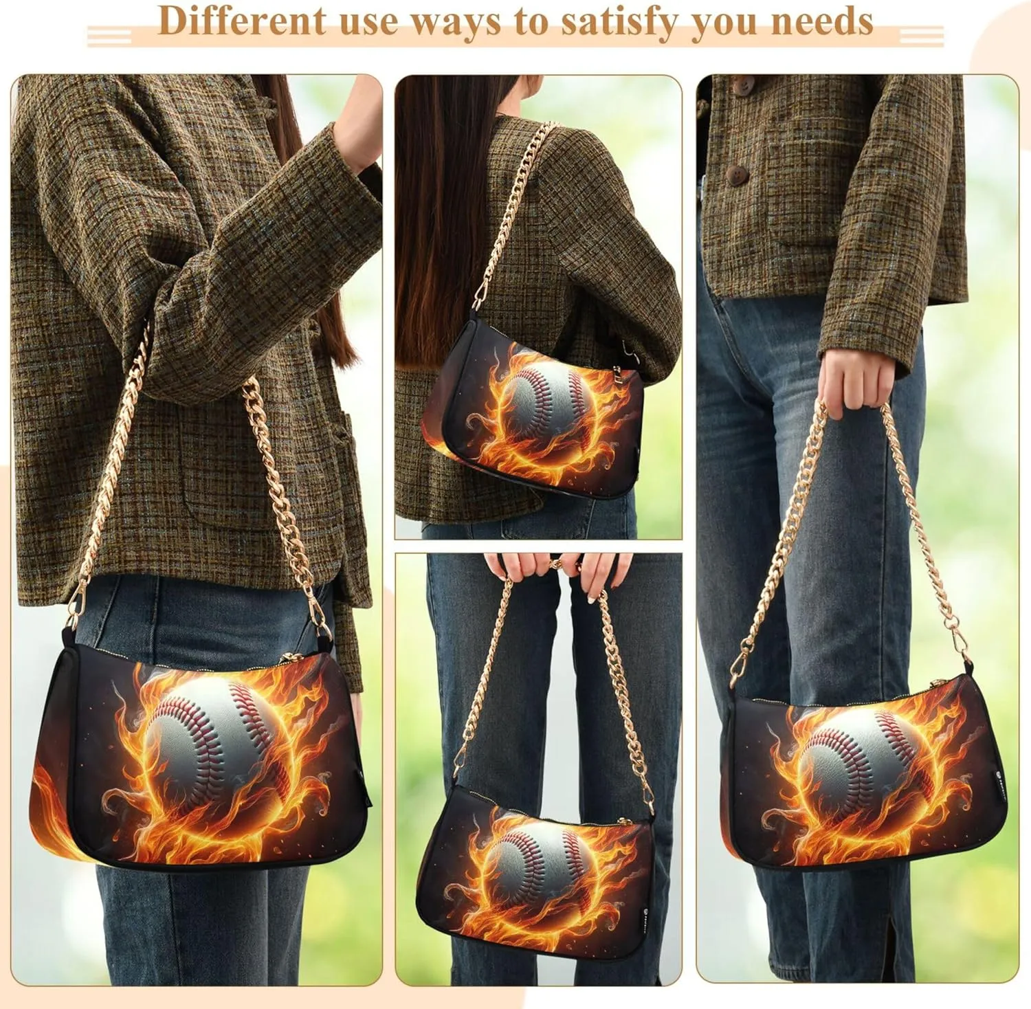Game Controller Monster Face Medium Purse Hobo Party Purses Womens Ladies Handbags Chain Cute Shoulder Bag
