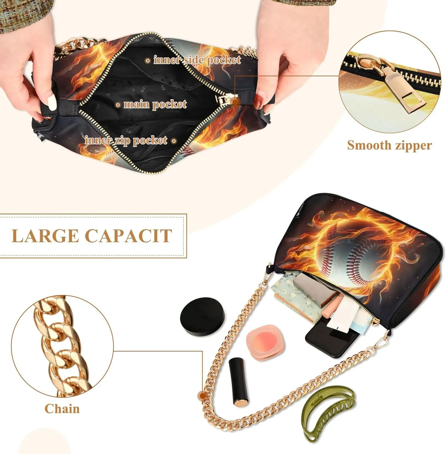 Game Controller Monster Face Medium Purse Hobo Party Purses Womens Ladies Handbags Chain Cute Shoulder Bag