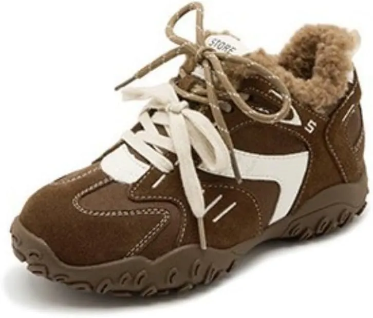 Geerta Cutecore Shoes Fur Lined Fluffy Sneakers Wide Toes Y2K Retro Kawaii Casual Warm Comfortable Chunky Platform for Women Trendy Preppy Back to School Gift for Girls Granddaughter