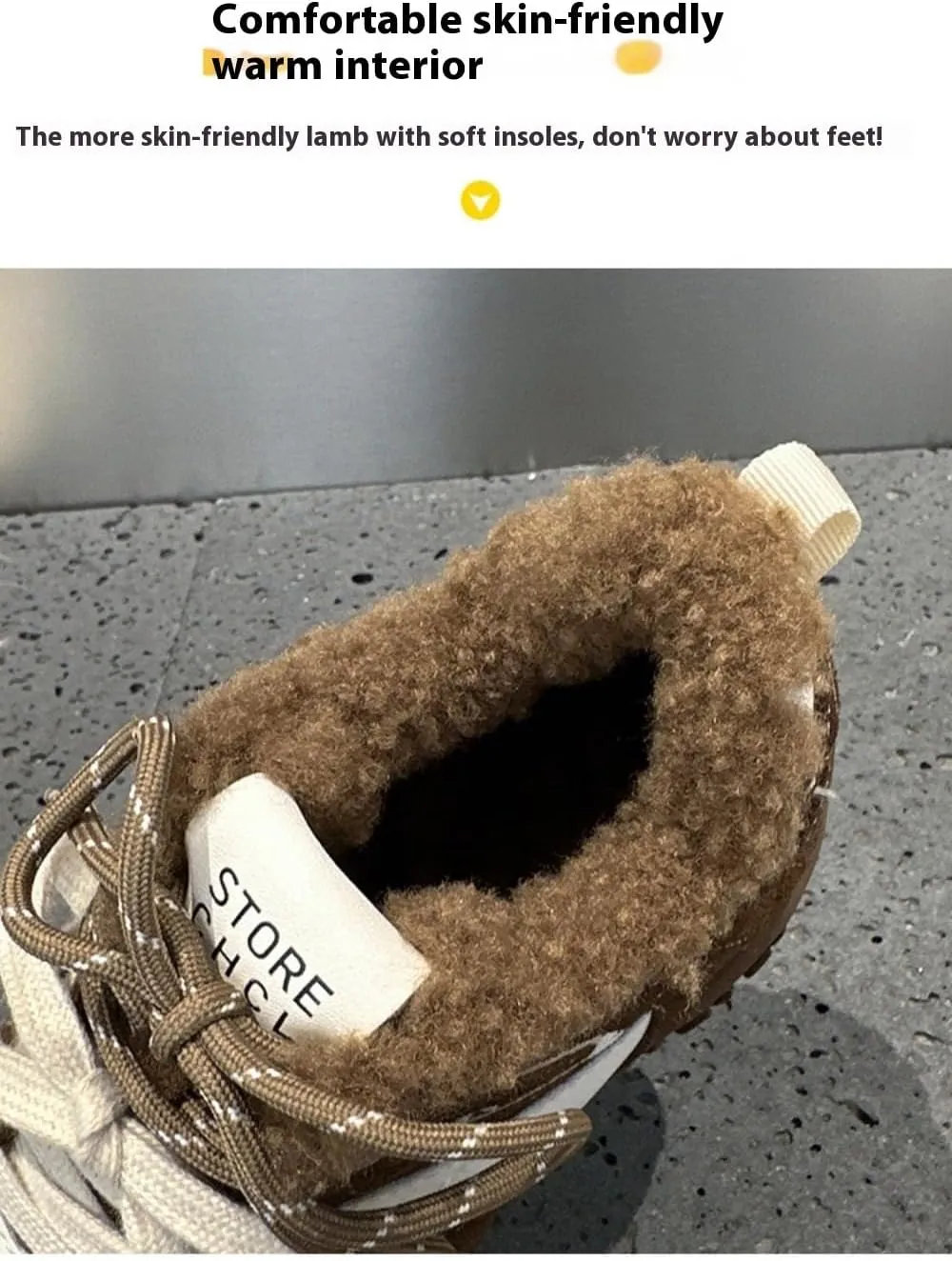 Geerta Cutecore Shoes Fur Lined Fluffy Sneakers Wide Toes Y2K Retro Kawaii Casual Warm Comfortable Chunky Platform for Women Trendy Preppy Back to School Gift for Girls Granddaughter