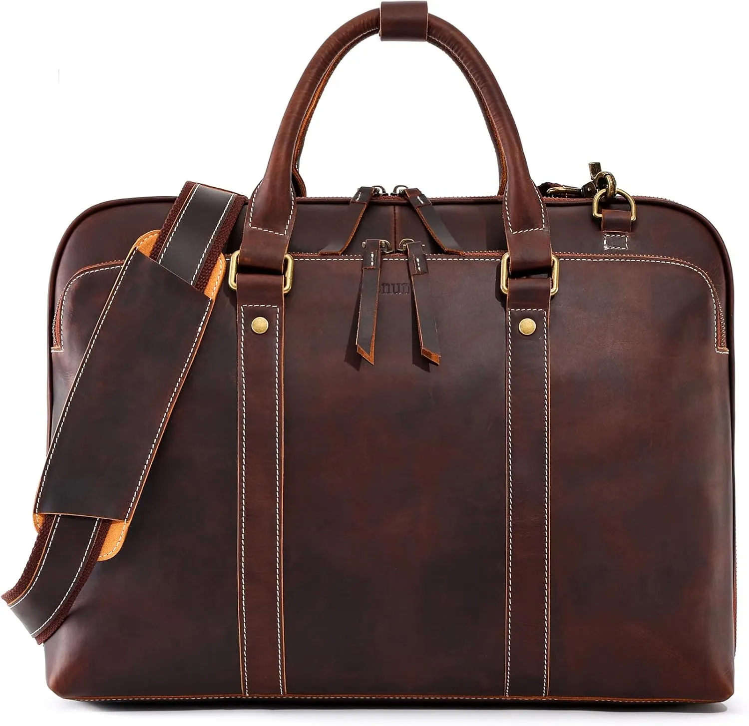 Genuine Leather Briefcase for Men Business Travel 16 inches Laptop Messenger Bags Office Satchel Bag